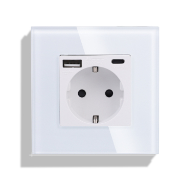 CNBINGO EU 2.1A USB Panel Mount Power Socket - French Standard Wall Socket with Dual USB Type A Port