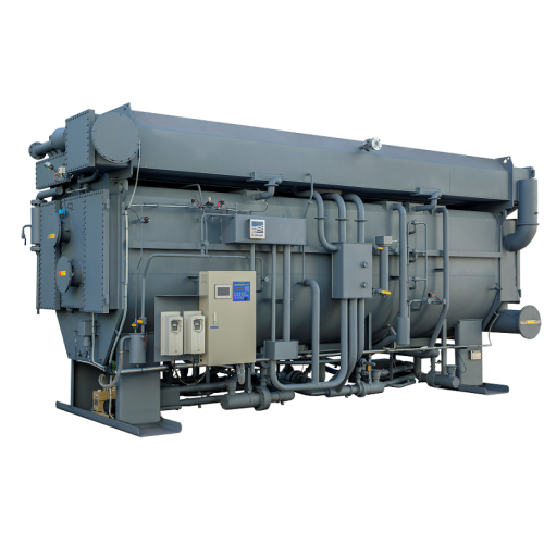 Low pressure steam fired absorption chiller