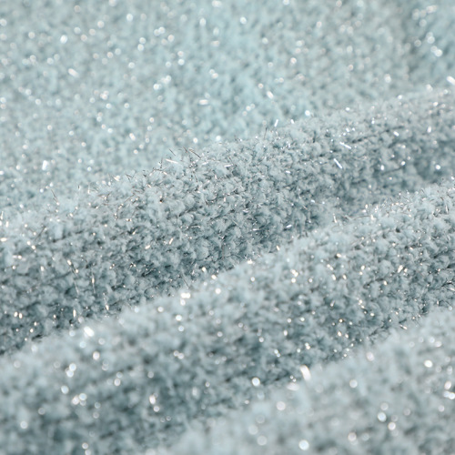 Chenille stickad med silvergarn Chenille fleece tyg
