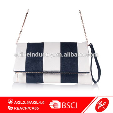 Fashion Folded Flap PU Wristlet Chain Strap Clutch Bag