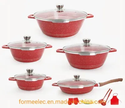 Ceramic Coating Casserole 10 Pieces Set Granite Set Aluminum Stewpot Casserole Pot Set