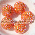 Großer Großhandel 20 * 22MM Harz Strass Ball Chunky Perlen Orange AB