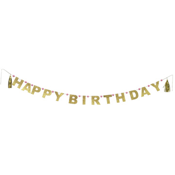 Gold Happy Birthday Party Flagge Banner