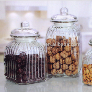 Optic Glass Canister with airtight lid for food storage