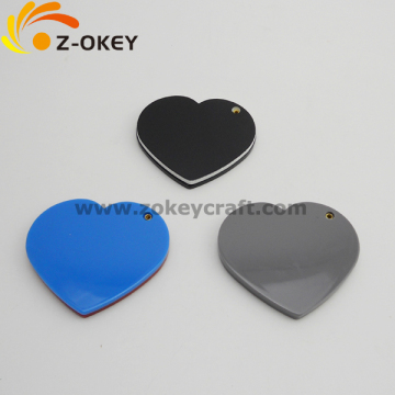 Heart shape acrylic mirrors with a hole for being keychain with different color