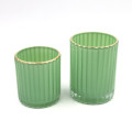 Ribbed Glass Candle Jars With Gold Rim