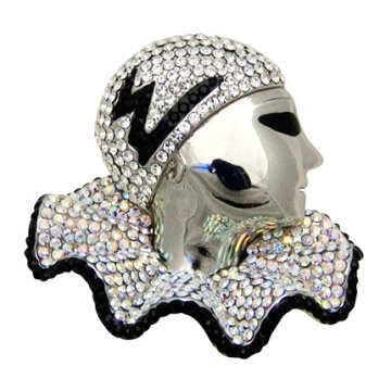 1109-Y Shy lady head brooch with fake' diamond