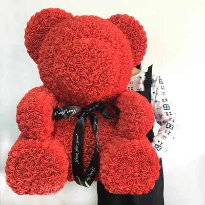 70cm Giant Teddy Bear & Foam Rose Gift Set