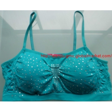 seamless bra with cup pad and hot fix rhinestone