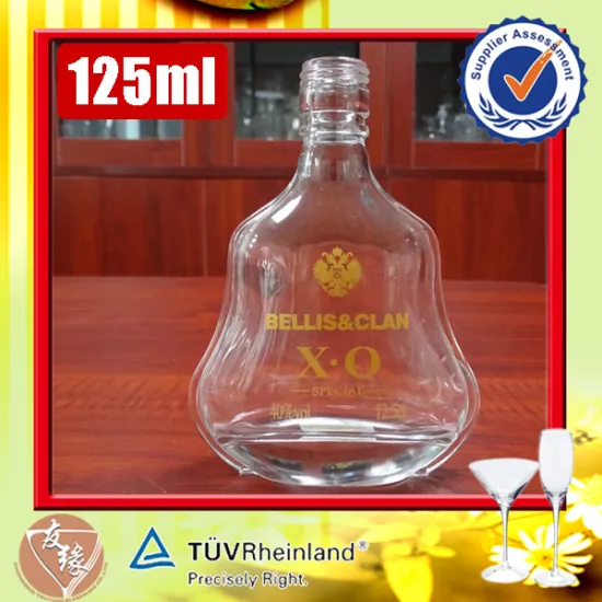 China 125ml small gold decaled XO packaging spirit glass bottle