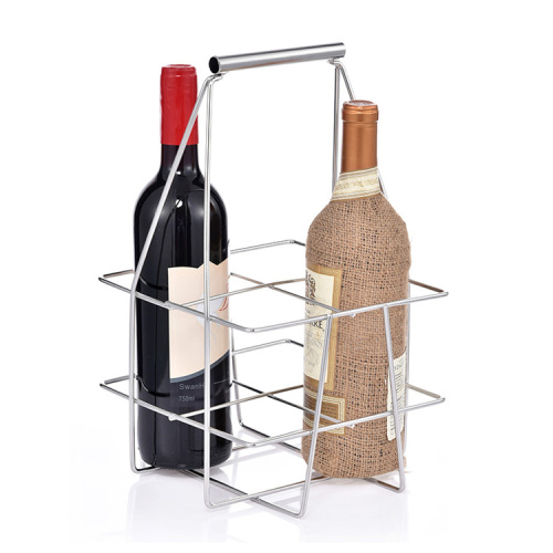 China Stainless steel wire wine storage basket with handle Manufactory