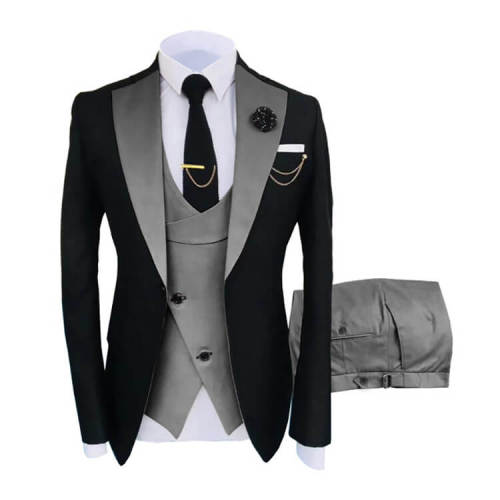 New Men's 3-Piece Fall Wedding Suit with Zipper Fly