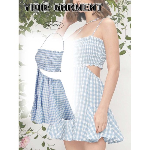 Printed Striped Stretch Crepe Slip Backless Cami Dress
