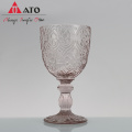 Machine pressed decor glass Red Wine Goblet Glass