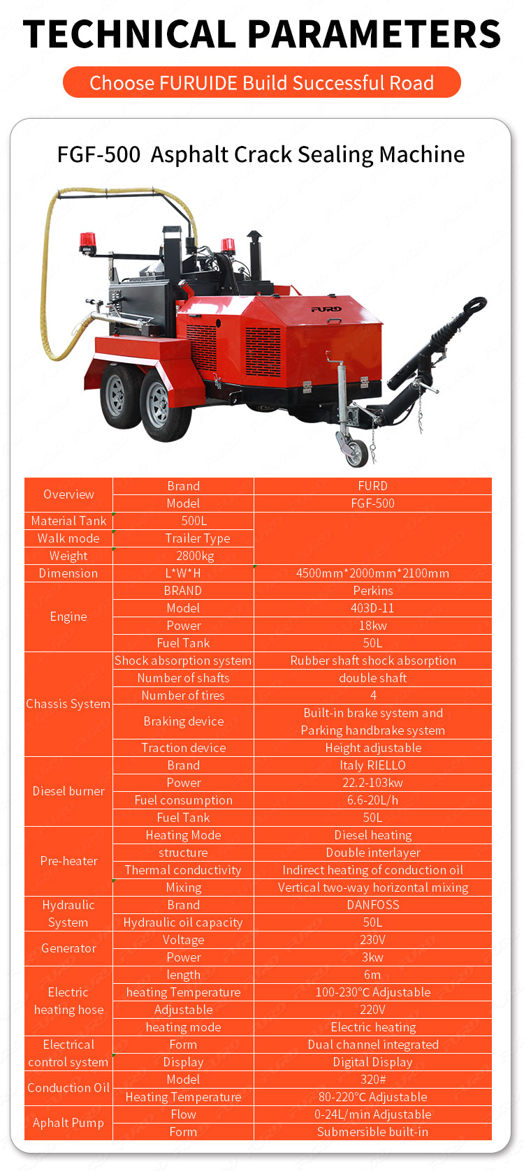 500L asphalt crack sealing machine