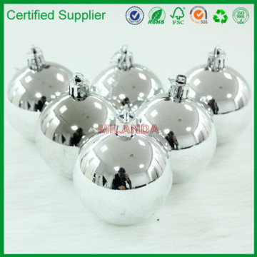 Factory direct supply 8cm silver plastic shiny hanging giant Christmas ball