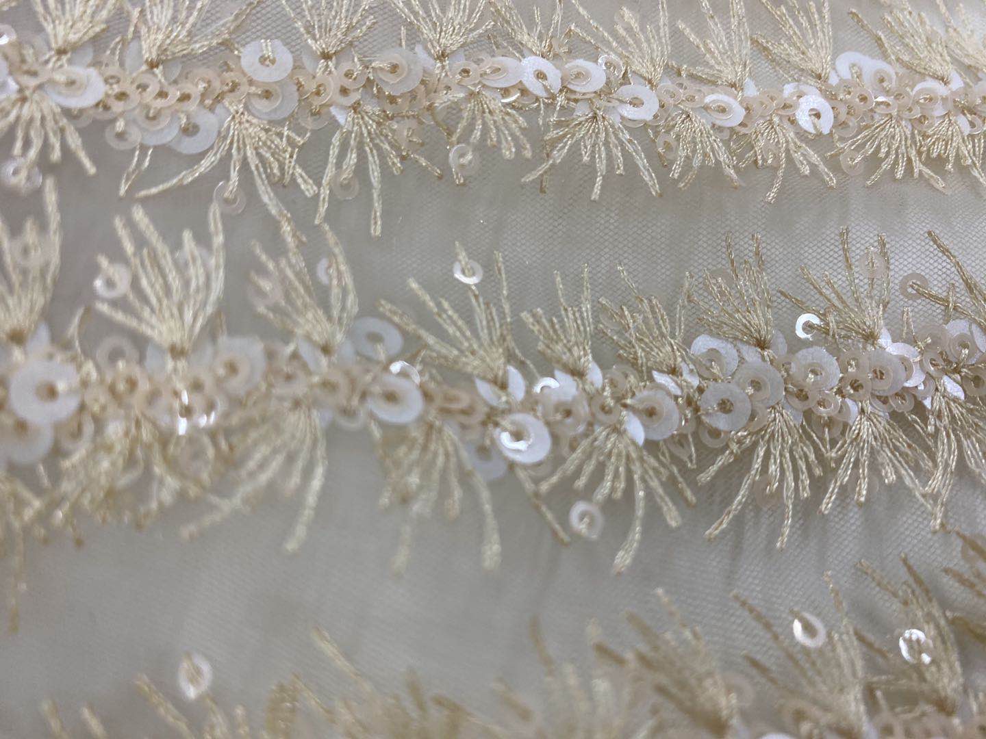 3D Flame Pattern Two Tone Sequin Embroidery Fabrics