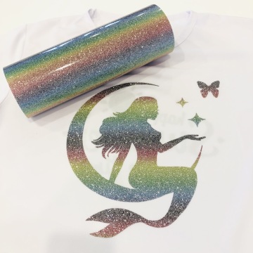 Low MOQ heat transfer film vinyl glitter Htv circut for t-shirts