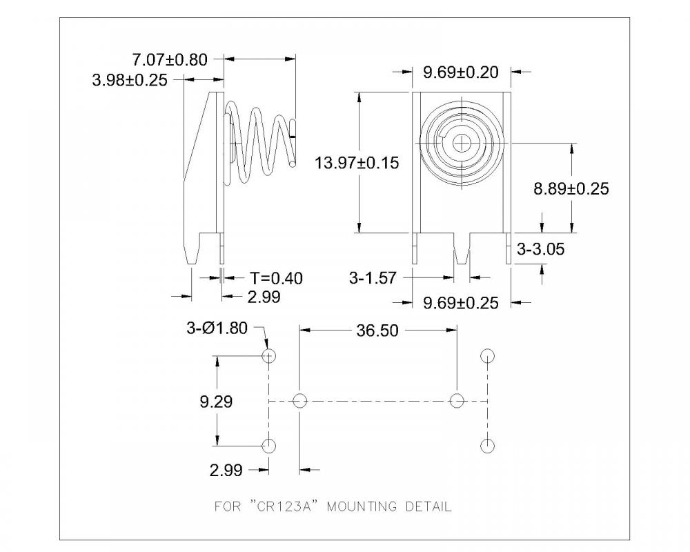 CR123A Contato de bateria negativa BS-S-NI-B-628