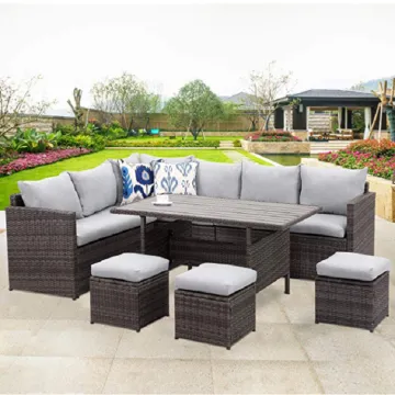 PE Rattan 8-Piece Outdoor Patio Conversation Sofa Set