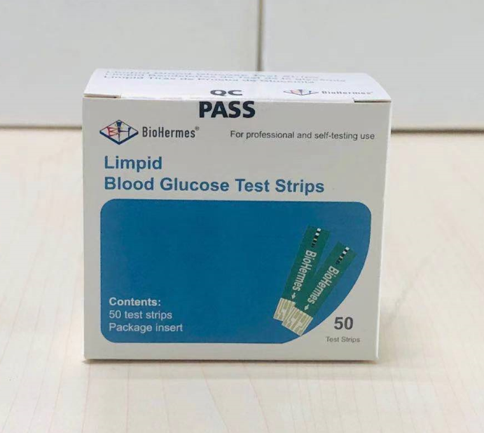 Tira de teste de glicose no sangue para uso médico