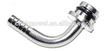 stainless steel input ftg, 45 degree elbow 1/4 barb, short, beer stem elbow