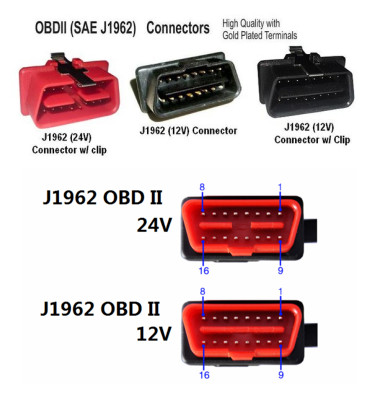OBD 16PIN Male connectors 24v&12v