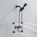 Conjuntos de chuveiros de chuva de banheiros de latão pretos
