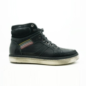 black color logo put OEM high ankle cut men velvet sneakers shoes
