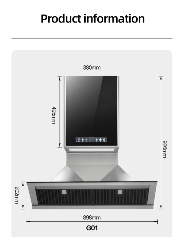 Kitchen 32m3 Cooker Hood Side Suction Variable Frequency Range Hood High Suction Cooktop Food Heating Function Home