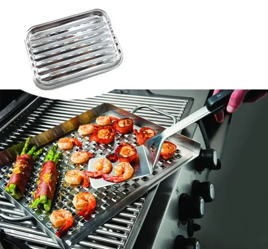 Custom Size Gas Corrosion Resistance stainless steel Smokeless double sided meat fish BBQ Grill baking Pan BBQ topper