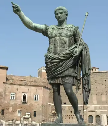 Casting Bronze: Ancient Roman Statue of Emperor Augustus for Sale