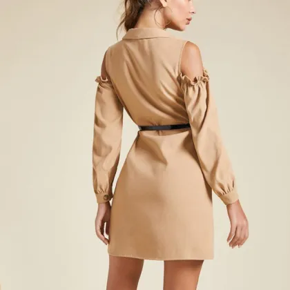 Autumn Long Sleeve Mini Shirt Dress