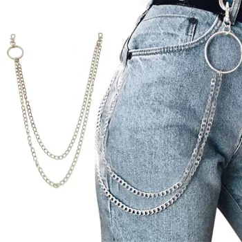 1PCs Punk Hipster Key Chains Pant Keychain Street Big Ring Key Chain Metal Wallet Belt Chain Long Trousers Unisex HipHop Jewelry