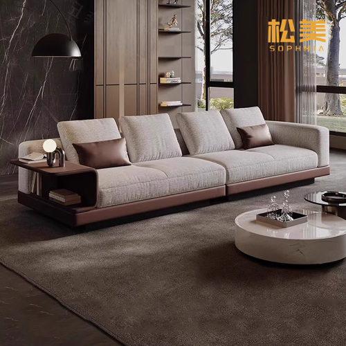 Современный тканевый модульный диван с боковой консолью для хранения