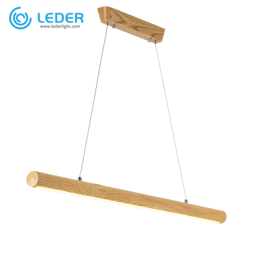 LEDER Slanke houten hanglampen