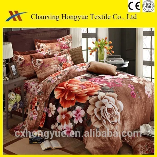 Microfiber polyester brushed fabric printed with big flowers for bedding,curtain,sofa
