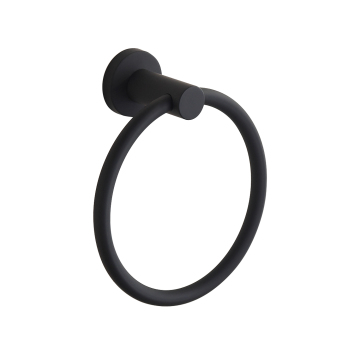 Glossy 304 Stainless Steel Wall Mounted Bathroom Accessories - Black Towel Ring