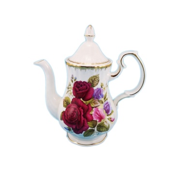 Vendita calda elegante 40 once ceramica completamente stampata caffettiera araba con bordo oro lucido