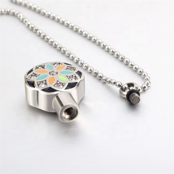 Yiwu Aceon Stainless Steel Floral Pendant with Enamel and Zircon Stones