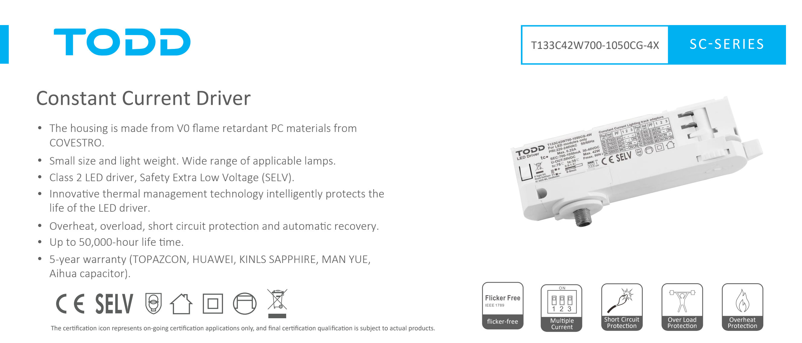 led driver T133C42W700-1050CG-4X