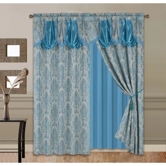 HOT SELLING LUXURY CURTAINS WITH VALANCE AND TASSELS