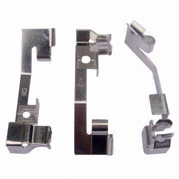 Metal stamping parts, contact strips, made of brass, nickel-plated