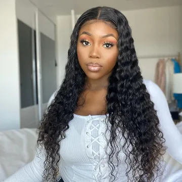 HD Lace Front Human Hair Wigs For Women 4X4 Deep Wave Lace Closure Wig Brazilian Deep Wave Transparent 13X4 Lace Frontal Wig