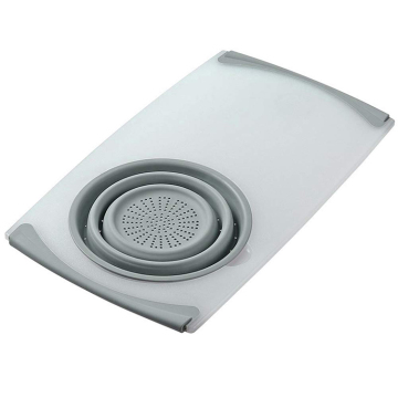 Telescopic Sink Cutting Board with Removable Collapsible Colander