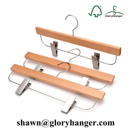 Luxury Beech Wooden Trousers/Bottom Hangers with Clips