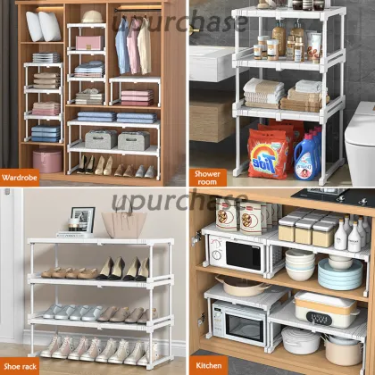 Closet Tension Shelf - Adjustable Metal Storage Rack Organizer