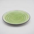 Luxus handbemalte Stil grüne Keramik -Geschirr Porzellan -Abendessen Set