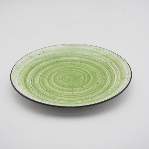 Lüks el boyalı tarzı yeşil seramik yemek porselen yemek seti