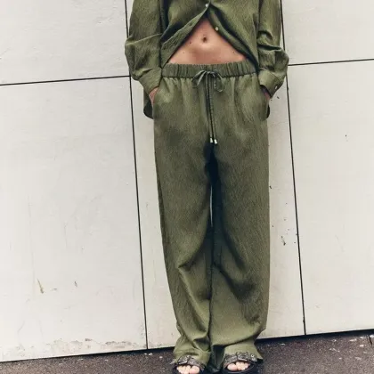 2024 Women's European and American Casual Wide-leg Trousers